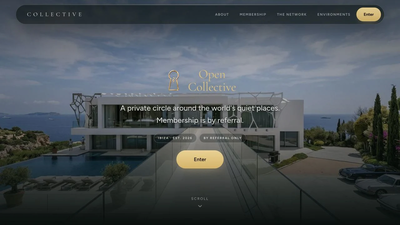 Open Collective’s public membership brand and coastal estate interface